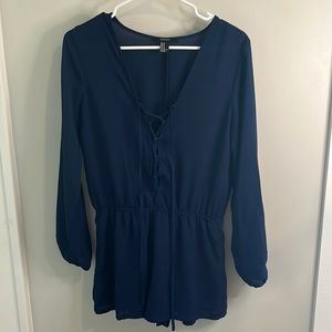 Navy blue long sleeve romper